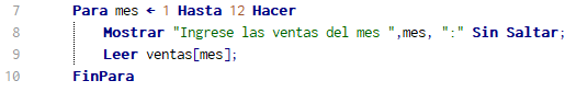 Parte Pseudocódigo de PromedioVentas