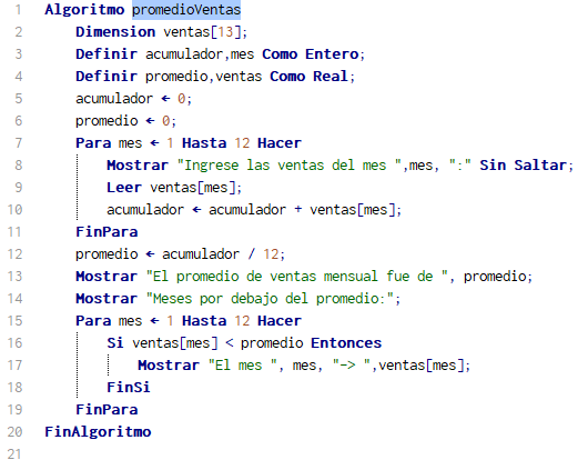 Pseudocódigo mejorado ventas