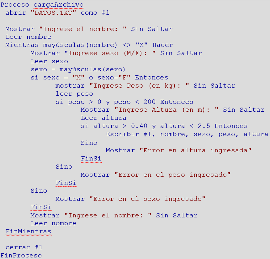 Pseudocódigo de Creación de un archivo