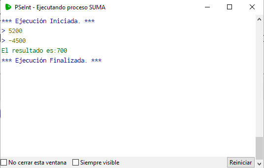 Introducir datos Suma