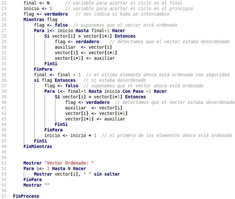 Pseudocódigo tercera optimización parte II